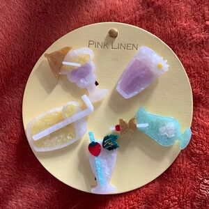 PINK LINEN COCKTAIL HAIR CLIPS